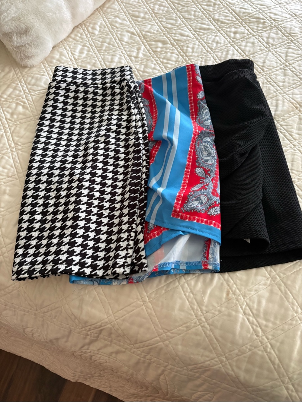 SHEIN Black, White & Blue Mixed-Pattern Pencil Skirt Set NWOT